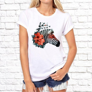 Жіноча футболка з принтом Зебра з квітами Push IT - Інтернет-магазин спільних покупок ToGether