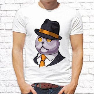 Чоловіча футболка з принтом Кіт у костюмі та капелюсі Push IT - Інтернет-магазин спільних покупок ToGether