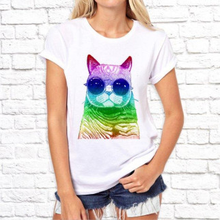 Жіноча футболка з принтом Товстий Кіт в окулярах Push IT - Інтернет-магазин спільних покупок ToGether