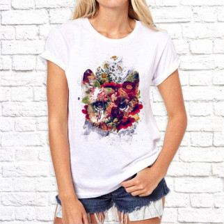 Жіноча футболка з принтом Кішка та квіти Push IT - Інтернет-магазин спільних покупок ToGether
