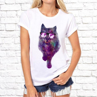Жіноча футболка з принтом Кіт в окулярах (фіолетовий фільтр) Push IT - Інтернет-магазин спільних покупок ToGether