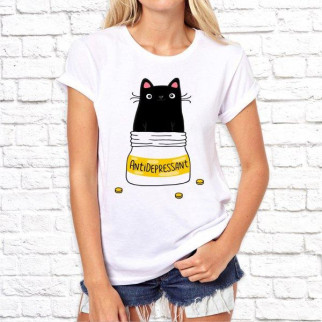 Жіноча футболка з принтом Кот Антидепрісант Push IT - Інтернет-магазин спільних покупок ToGether