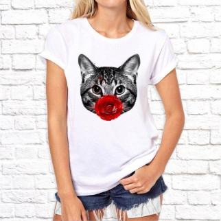 Жіноча футболка з принтом Кіт та троянда Push IT - Інтернет-магазин спільних покупок ToGether