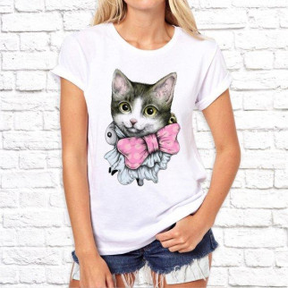 Жіноча футболка з принтом Кішечка з бантиком Push IT - Інтернет-магазин спільних покупок ToGether