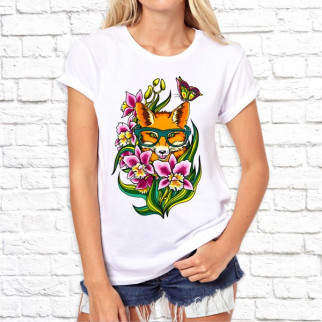 Жіноча футболка з принтом Лисиця у квітах Push IT - Інтернет-магазин спільних покупок ToGether
