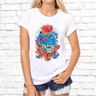 Жіноча футболка з принтом Лев з метеликами Push IT - Інтернет-магазин спільних покупок ToGether