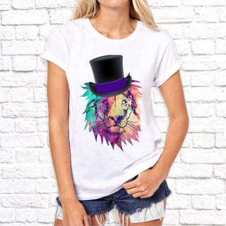Жіноча футболка з принтом Лев у циліндрі Push IT - Інтернет-магазин спільних покупок ToGether