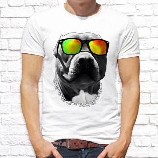 Чоловіча футболка з принтом Пес в окулярах та з ланцюгом Push IT - Інтернет-магазин спільних покупок ToGether