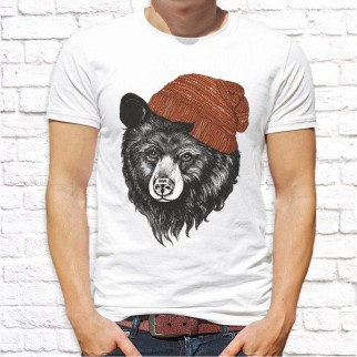 Чоловіча футболка з принтом Ведмідь у шапочці M, Білий Push IT - Інтернет-магазин спільних покупок ToGether