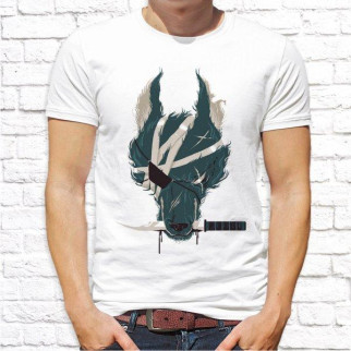 Чоловіча футболка з принтом Вовк з ножем L, Білий Push IT - Інтернет-магазин спільних покупок ToGether