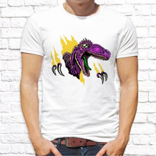 Чоловіча футболка з принтом фіолетовий Динозавр M, Білий Push IT - Інтернет-магазин спільних покупок ToGether