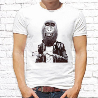 Чоловіча футболка Push IT з принтом Крута Мавпа M, Білий - Інтернет-магазин спільних покупок ToGether