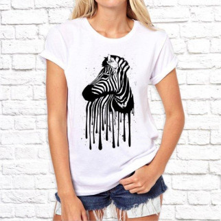 Жіноча футболка з принтом Зебра 2 M, Білий Push IT - Інтернет-магазин спільних покупок ToGether