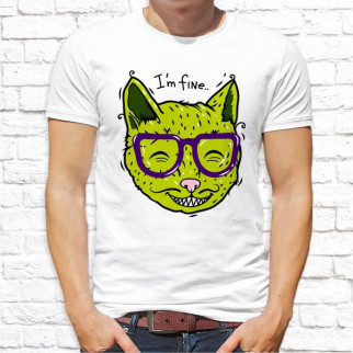 Чоловіча футболка з принтом Зелений Кіт M, Білий Push IT - Інтернет-магазин спільних покупок ToGether