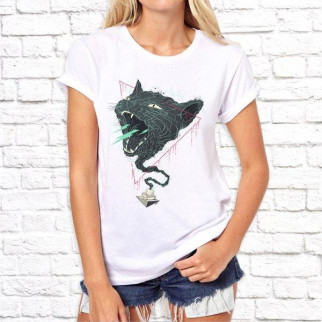 Жіноча футболка з принтом Кішка Бермуди S, Білий Push IT - Інтернет-магазин спільних покупок ToGether