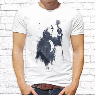 Чоловіча футболка з принтом Ведмідь співак M, Білий Push IT - Інтернет-магазин спільних покупок ToGether