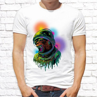 Чоловіча футболка з принтом Ведмідь космонавт M, Білий Push IT - Інтернет-магазин спільних покупок ToGether