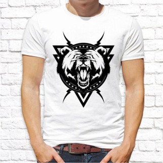 Чоловіча футболка Push IT з принтом Контури ведмедя S, Білий - Інтернет-магазин спільних покупок ToGether