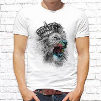 Чоловіча футболка з принтом Сірий Лев у короні XL, Білий Push IT - Інтернет-магазин спільних покупок ToGether