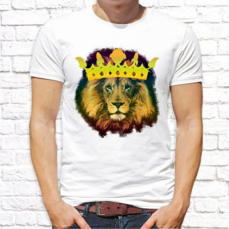 Чоловіча футболка з принтом Лев у короні 2 L, Білий Push IT - Інтернет-магазин спільних покупок ToGether
