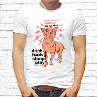 Чоловіча футболка з принтом Злий Кіт M, Білий Push IT - Інтернет-магазин спільних покупок ToGether