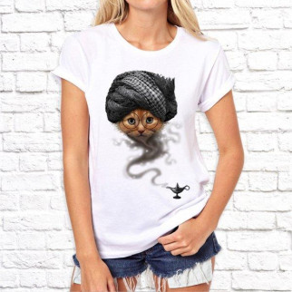 Жіноча футболка з принтом Кот-джин S, Білий Push IT - Інтернет-магазин спільних покупок ToGether