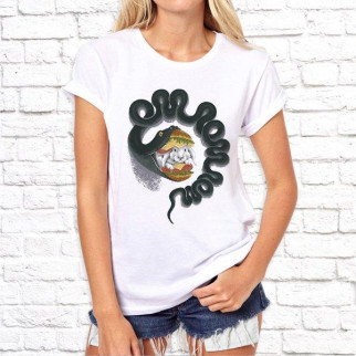 Жіноча футболка з принтом Змія та заєць S, Білий Push IT - Інтернет-магазин спільних покупок ToGether