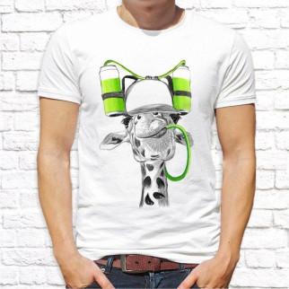 Чоловіча футболка з принтом Жираф з напоями M, Білий Push IT - Інтернет-магазин спільних покупок ToGether