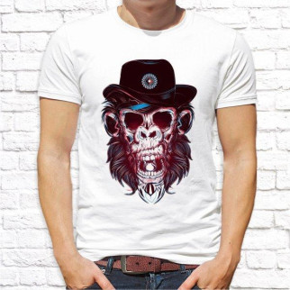 Чоловіча футболка з принтом Мавпа у капелюсі M, Білий Push IT - Інтернет-магазин спільних покупок ToGether