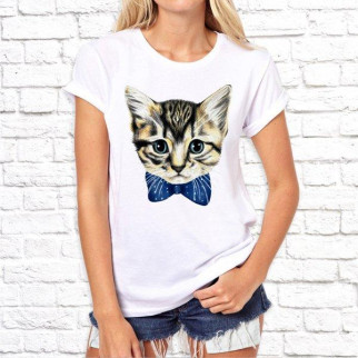 Жіноча футболка з принтом Кошеня в метелику XL, Білий Push IT - Інтернет-магазин спільних покупок ToGether