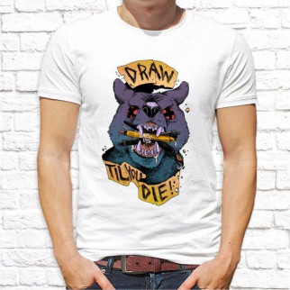 Чоловіча футболка з принтом Ведмідь "Draw" XL, Білий Push IT - Інтернет-магазин спільних покупок ToGether