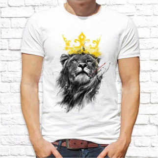 Чоловіча футболка з принтом Лев у короні M, Білий Push IT - Інтернет-магазин спільних покупок ToGether