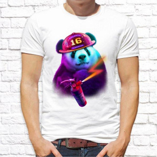 Чоловіча футболка з принтом Ведмідь пожежник M, Білий Push IT - Інтернет-магазин спільних покупок ToGether