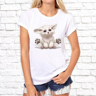 Жіноча футболка з принтом Біле кошеня M, Білий Push IT - Інтернет-магазин спільних покупок ToGether