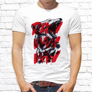 Чоловіча футболка з принтом Вовк "RAW" L, Білий Push IT - Інтернет-магазин спільних покупок ToGether