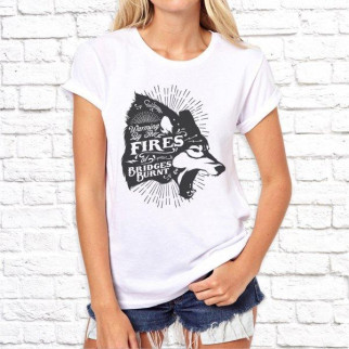 Жіноча футболка з принтом Вовчиця "Fires" M, Білий Push IT - Інтернет-магазин спільних покупок ToGether