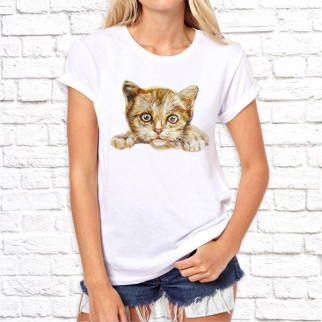 Жіноча футболка з принтом Кішечка S, Білий Push IT - Інтернет-магазин спільних покупок ToGether