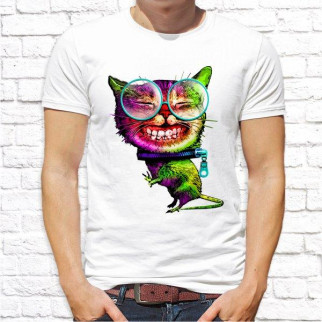 Чоловіча футболка з принтом Веселий Кіт M, Білий Push IT - Інтернет-магазин спільних покупок ToGether