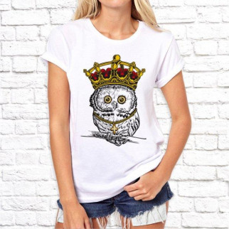 Жіноча футболка з принтом Сова у короні S, Білий Push IT - Інтернет-магазин спільних покупок ToGether
