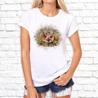 Жіноча футболка з принтом Сова 2 S, Білий Push IT - Інтернет-магазин спільних покупок ToGether