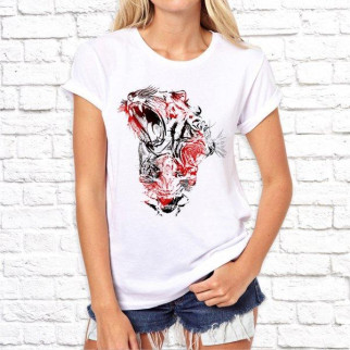 Жіноча футболка з принтом Тигри S, Білий Push IT - Інтернет-магазин спільних покупок ToGether