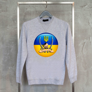 Світшот з оригінальним принтом Push IT з українською національною символікою Козак S, Сірий - Інтернет-магазин спільних покупок ToGether