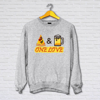 Чоловічий світшот з оригінальним принтом Push IT Піца та Пиво "One love" S, Сірий - Інтернет-магазин спільних покупок ToGether