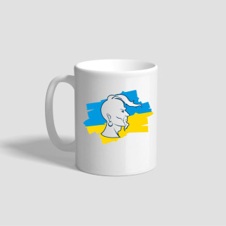 Білий кухоль (чашка) з національною символікою "Козак і Прапор" - Інтернет-магазин спільних покупок ToGether