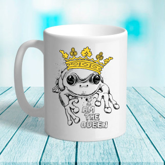 Білий кухоль (чашка) з принтом Жаба "I am the Queen" - Інтернет-магазин спільних покупок ToGether