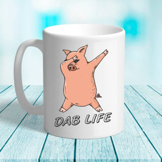 Білий кухоль (чашка) з принтом Свиня "Dab life" - Інтернет-магазин спільних покупок ToGether