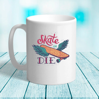 Білий кухоль (чашка) з принтом "Skate die" - Інтернет-магазин спільних покупок ToGether
