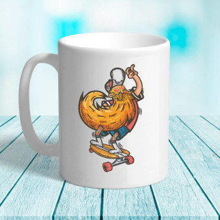 Білий кухоль (чашка) з принтом Бородач на скейті - Інтернет-магазин спільних покупок ToGether