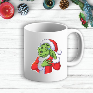 Білий кухоль (чашка) з новорічним принтом Грінч (The Grinch) У сльозах - Інтернет-магазин спільних покупок ToGether