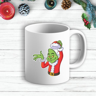Білий кухоль (чашка) з новорічним принтом Грінч (The Grinch) Вітає - Інтернет-магазин спільних покупок ToGether